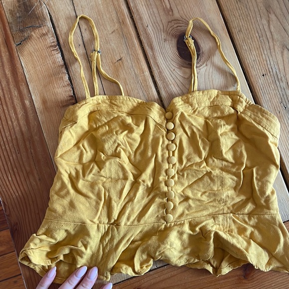 Forever 21 Tops - Mustard Yellow Button Down Crop Top